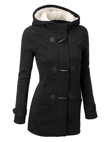 STOLKISS Winter Jackets for Women Sherpa Lined Duffle Toggle Coat Hooded Fashion Horn Button Fleece Thicken Insulated Shells - Thumbnail 5