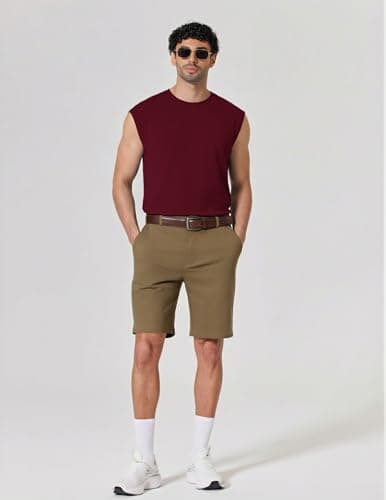 COOFANDY Men's Cotton Sleeveless Shirts Gym Muscle Tank Tops Cut Off Loose Fit Tees Dark Red Small - Thumbnail 6