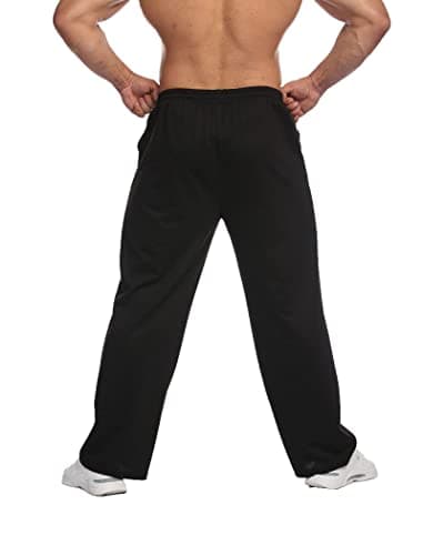 Deyeek Sweat Pants for Mens Baggy Fleece Sweatpants Open Leg Joggers Pants Lounge Pants with Pockets Black Sweatpants Men - Thumbnail 2
