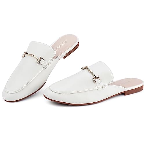 JENN ARDOR Mules for Women Flats Backless Loafers Shoes Slip On Slippers Pointed Toe Low Heel Work Slides Womens Mules Casual Shoes - Thumbnail 5