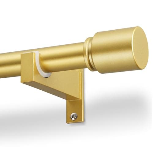 Gold Aluminium Curtain Rods for Windows,1 Inch Adjustable Curtain Rod 32 to 45 Inch,Heavy Duty Drapery Rods with Thicken Bracket,Modern Single Rod with Aluminium Finials - Image 1