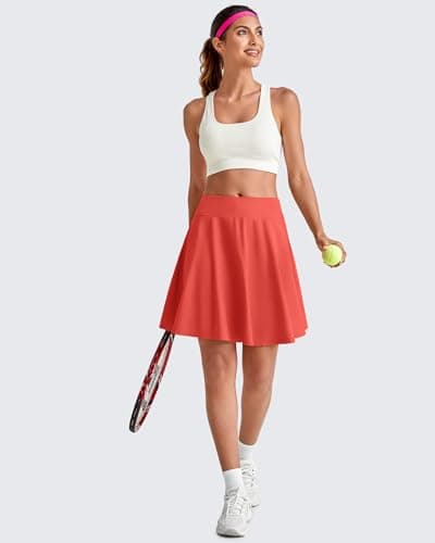 G4Free Skirts for Women Trendy Summer Athletic Sports Skorts with Shorts Ladies Soft Light Tennis Casual Pleated Skirt Inner Pockets(Rust Orange,XXL) - Thumbnail 6