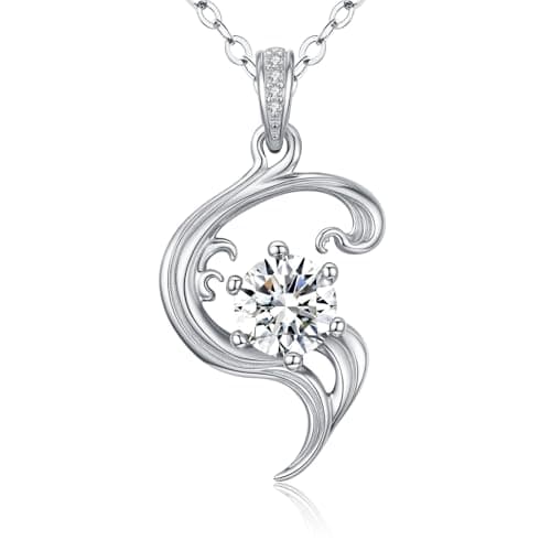 Sebina 2 Carat Moissanite Necklaces for Women 925 Sterling Silver Pendant Necklace,Anniversary Present or Valentine Christmas Mothers Day Birthday Jewelry Gifts for Mom Wife Her Girlfriend - Image 1