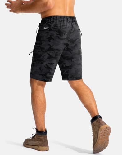 Pudolla Men's Hiking Cargo Shorts 9" Lightweight Outdoor Work Shorts for Men Travel Golf Camping Casual with 5 Zipper Pockets(Black Camo Medium) - Thumbnail 3