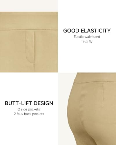 Stelle Women's Pull On Capri Pants with Pockets Business Work Casual Pants Dune Medium - Thumbnail 6