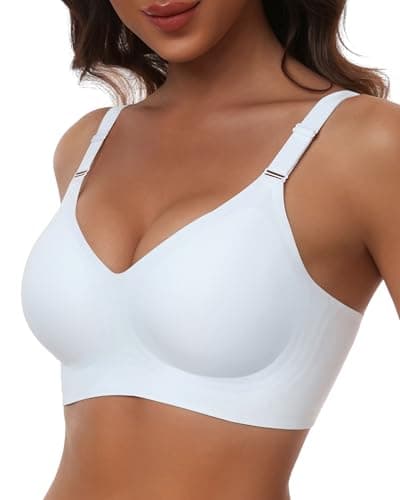 HORISUN Bra Push Up for Women Wireless Plus Seamless V Neck Bra(White 4XL) - Image 1