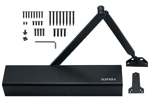 SOPHIA Door Closer Commercial Grade 1, Automatic Door Closer Heavy Duty, Fully Adjustable for 44-330LBS Doors, Auto Door Closure High Traffic Areas - ADA Compliant & UL Listed, Matte Black, DK8000 - Image 1