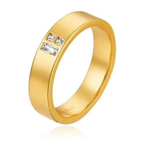 Cicy Bell Matching Couple Rings 18K Gold Plated Cubic Zirconia His and Hers 1pc Promise Rings Wedding Band Set for Engagement, Anniversary, Valentines Day Gifts - Image 1