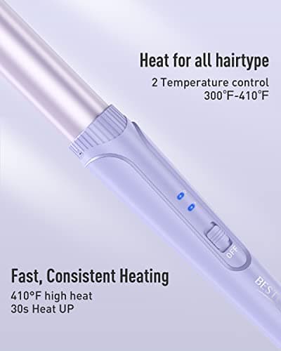 Waver Curling Iron Wand - BESTOPE PRO 5 in 1 Curling Wand Set with 3 Barrel Hair Crimper for Women, Fast Heating Crimper Wand Curler in All Hair Type, Women Gifts - Purple - Thumbnail 5