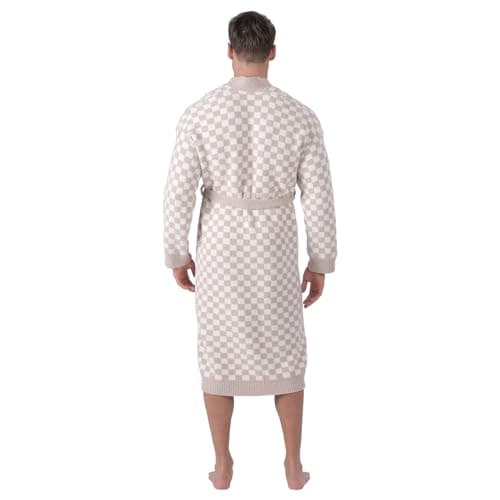 bearberry Cozy Robe Soft Plush Robe Hoodless Sleepwear Nightgown with Pockets for Men (Standard, Stone/Cream) - Thumbnail 4