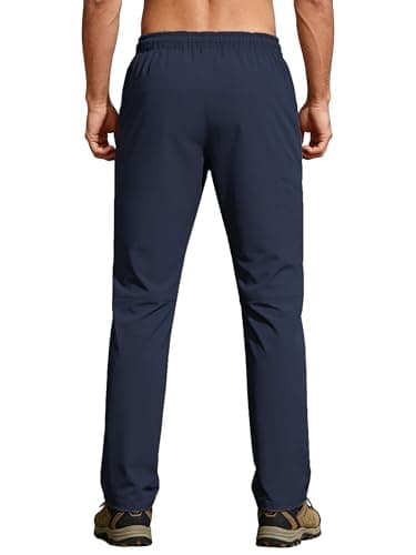 Mens Hiking Pants Sweatpants Water Resistant Quick Dry Lightweight UPF 50+ Cargo Elastic Waist Drawstring Casual Work Athletic Travel Golf Running Navy Blue XXL - Thumbnail 4
