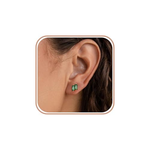 Sistble Emerald Earrings Gold Studs Earring for Women May Birthday Gifts Women Cubic Zirconia Earrings Studs Dainty Birthstone Earrings Thanksgiving Christmas Gift Stocking Stuffers Ideas