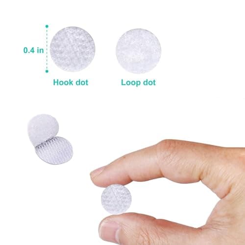 Self Adhesive Dots,1050pcs(525 Pairs) Strong Adhesive 0.39 inch Diameter Sticky Back Hook Nylon, Loop Dots with Waterproof Sticky Glue Tapes, Suitable for Classroom, Office, Home - Thumbnail 2
