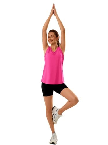 3rd hill Women's Workout Tank Tops Racerback Quick Dry Sleeveless Shirt for Yoga Running Gym Loose Fit Athletic Tanks Rose Red L - Thumbnail 6