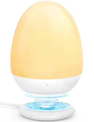 MediAcous Night Lights for Kids Room, Egg Light for Nursery with Stable Charging Pad, Dimmable Baby Night Light with 1H Timer & Touch Control, ABS+PC LED Egg Night Light for Breastfeeding, Up to 200H - Image 1