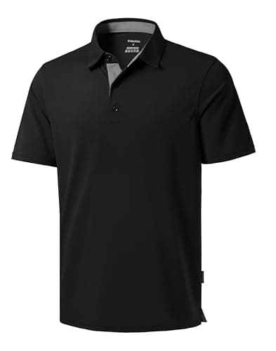 Men's Golf Shirts Dry Fit Moisture Wicking Performance Short Sleeve Collared Polo Shirts for Casual Tennis Bussiness (Black, XL) - Image 1