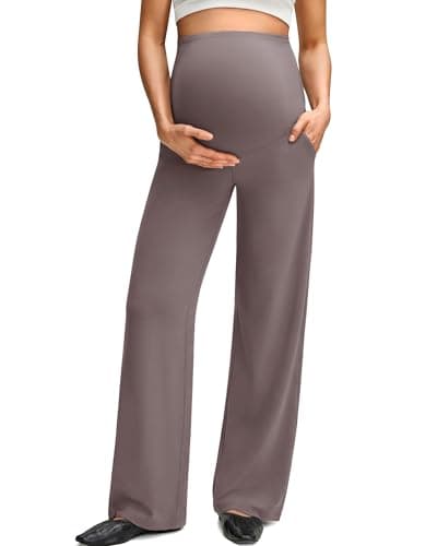 G4Free Pregnancy Pants for Women Over The Bump High Waist Maternity Dress Pants for Work Stretchy Business Casual Activewear with Pockets(Taupe,M,Tall) - Image 1