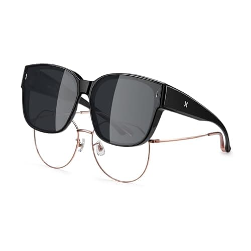 LOHO Polarized Sunglasses Over Glasses Women, Glasses Wearers Fit Over Glasses Sunglasses For Women & Men, TR90 Oversized Square Shades with UV400 for Driving, Fishing & Outdoor Activities - Image 1