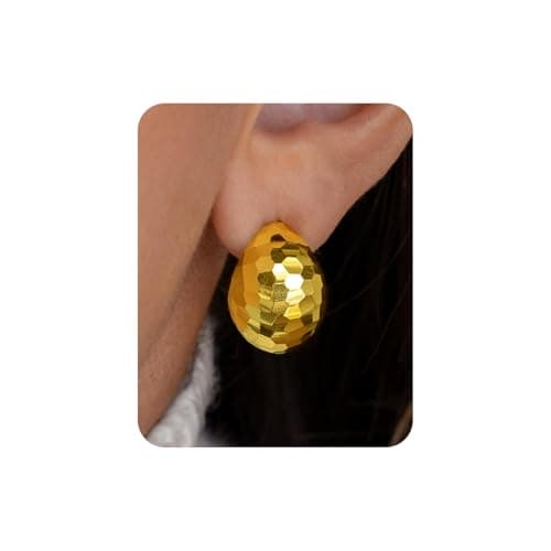 UANNEAU Gold Chunky Earrings for Women Trendy, 14K Gold Plated Dainty Disco Earrings Statement Minimalist Hypoallergenic Stud Earrings Gifts for Her Mom - Image 1