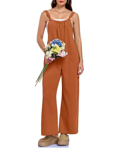 GAMISS One Piece Jumpsuits for Women Casual Overalls Summer Rompers Trendy Jumpers Outfits Travel Clothes Brown M - Image 1