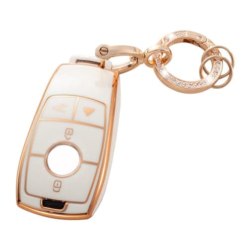 RUABIBAN for Mercedes Benz Key Fob Cover, Soft TPU Key Case Protection Fit for A-Class C-Class G-Class 2017-2020 E-Class S-Class
