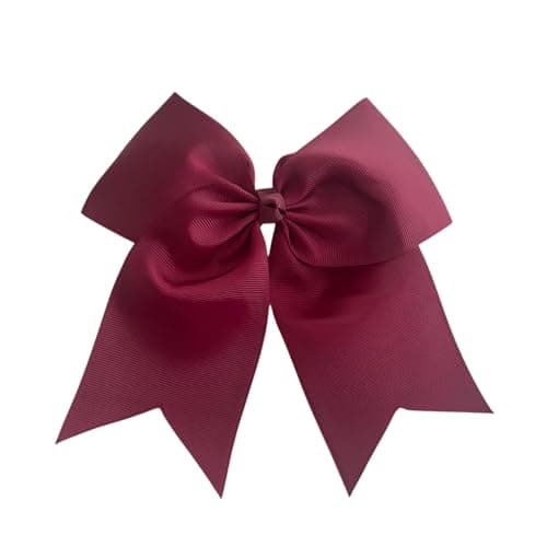 ClassExceed Cheer Bow for Girls, Burgundy Hair Bow, Handmade No-Fray Grosgrain Ribbon, Cheerleading Bow for Team, School & Competition - Image 1