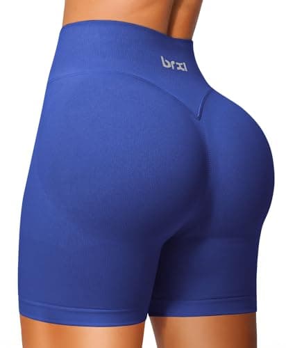 BRXL Biker Short Women 3.6" Scrunch Butt Shorts Tummy Control High Waisted Seamless Workout Shorts No Front Seam Royal Blue - Image 1