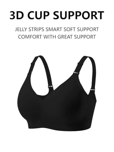 COCOMARTS Jelly Bras for Women No Underwire Push Up Seamless Supportive Plunge Bra Full Coverage Comfortable Bralettes Black 2X-Large - Thumbnail 6
