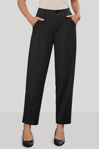 Arach&Cloz 2026 Summer Womens Black Dress Pants Work Office Ankle Trouser Womens Business Casual Pants Teacher Outfits Slacks High Wasited Buttoms with 4 Pockets XXL - Thumbnail 4