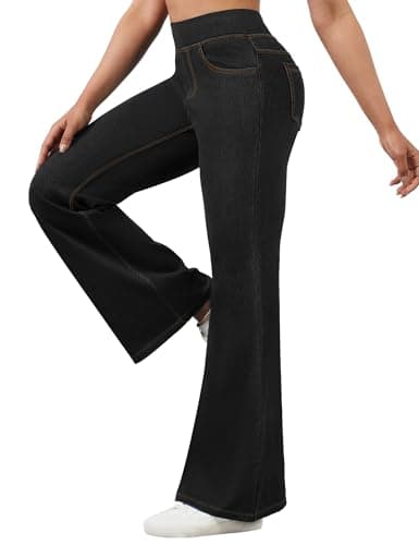 AVAMO Stretchy Flare Jeans for Women High Waisted Pull On Bell Bottom Jeans Trendy Elastic Tummy Control Denim Pants M - Image 1