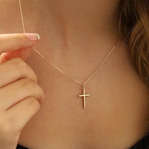 JNZSSWHJJH Cross Necklace for Women - 18K Gold Plated Cross Pendent Necklace for Women Trendy Gold Jewelry Easter Basket Essentials Stuffers Fillers Christian Religious Christmas Gifts - Thumbnail 2
