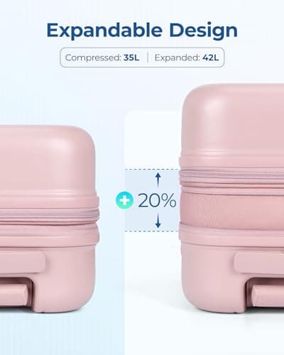 BAGSMART Hardside Expandable Luggage With Spinner Wheels, PC Lightweight Carry-On Luggage Airline Approved With TSA Lock, Durable Women Travel Suitcase Carry On 20 Inch, Pink - Thumbnail 4