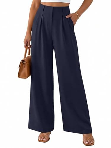 NIMIN High Waisted Wide Leg Dress Pants for Women,Navy Blue,XS - Image 1