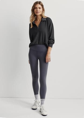 COCOMARTS Womens Sweatshirts Half Zip Pullover Drawstring Waist Sweaters Quarter Zipper Hoodies 2025 Fall Winter Fashion Clothes Outfit Black Small - Thumbnail 3