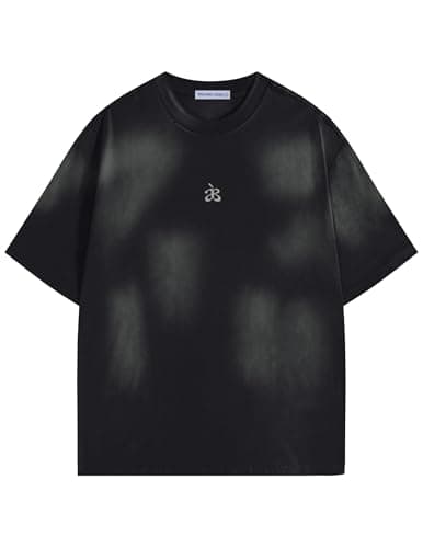 Aelfric Eden Unisex Oversized Color Block Tshirts Men Vintage Washed Tees Cotton Casual Short Sleeve Tops Black
