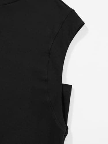 REORIA Womens Summer Sleeveless Cotton Tank Tops 2025 Spring Fashion Outfits Loose Fit Business Casual Dressy Basic Tees Shirts Plus Size Black XX Large - Thumbnail 5