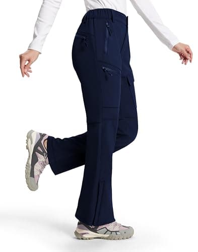 INYOTRAK Womens-Snow-Ski-Pants-Fleece-Lined-Water-Resistant Insulated Thermal Flare Warm for Snowboard Winter Hiking navy L - Image 1
