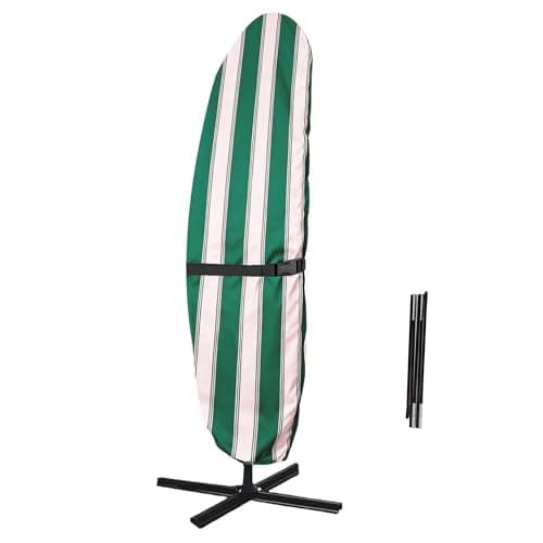 DEER LAND Patio Umbrella Cover, Waterproof Outdoor Umbrella Cover, PU-Coated Polyester Parasol Umbrella Cover with Zipper, Adjustable Strap and a Support Pole, UPF 50+ Windproof Design