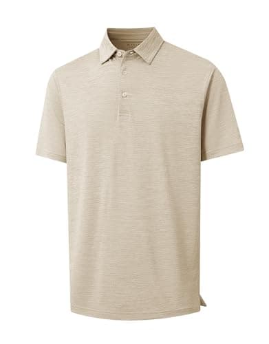 M MAELREG Polo Shirts for Men Short Sleeve Jacquard Moisture Wicking Quick Dry Heather Athletic Collared Golf Shirts - Image 1