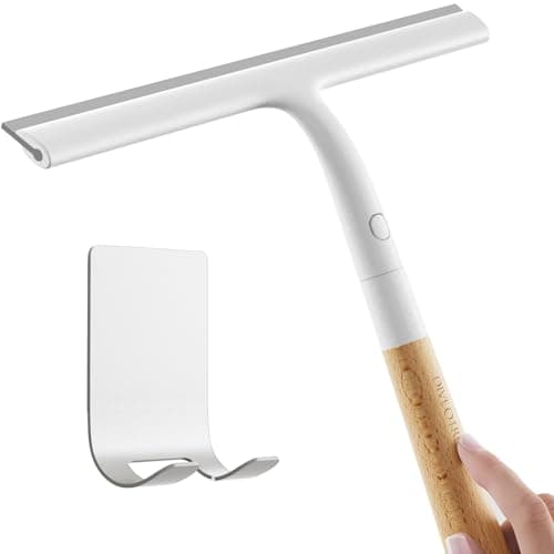 Silicone Shower Squeegee for Glass & Doors, Diveotree Multi-Purpose Squeegee for Bathroom Shower/Windows/Glass/Door, Heavy Duty Scrubber for Car Windshield Cleaning (White, 1pack) - Image 1