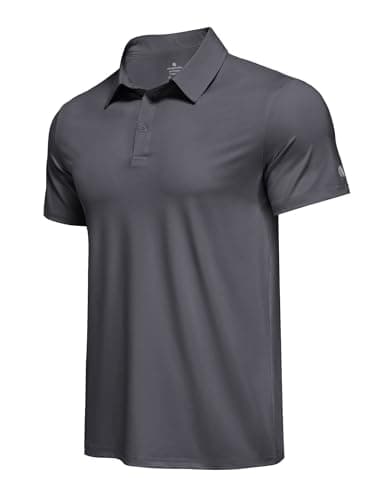 PINSPARK Mens Polo Shirt Short Sleeve Grey Polo Shirts for Men Quick Dry Slim Fit Golf Shirt Moisture Wicking Collared Polos