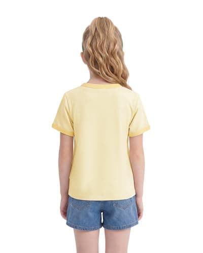 Stelle Girls Graphic Tees Short Sleeve Girls Shirts Cute Tops Crew Neck Casual Basic Summer T-Shirt for Kids Teen 14-15 Years(Butter Croissant|Vanilla,XXL) - Thumbnail 4