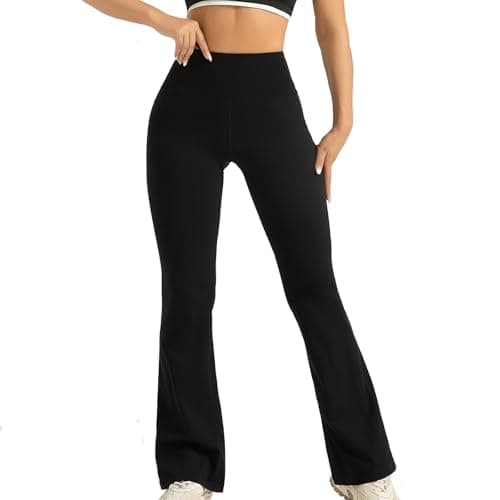 NVOYEGMOY Women's Mini Flare Leggings High Waisted Tummy Control Yoga Pants Wide Leg Pants for Women Casual Workout Sweatpants (Medium, Black) - Image 1