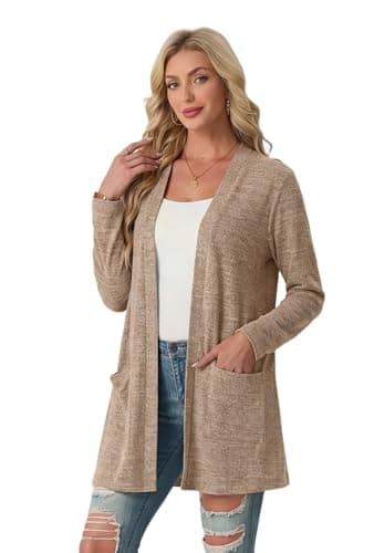 Lepunuo Cardigan Sweaters for Women Lightweight Open Front Long Sleeve Spring Casual Loose Cardigan Plus Size - Thumbnail 4