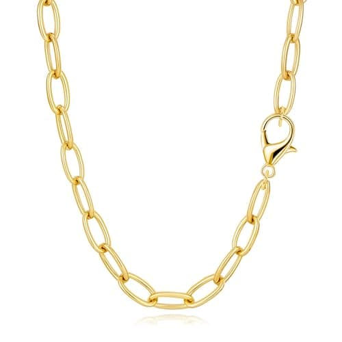 BAYLAY Gold Chain for Women - 18K Gold Plated Paperclip Necklace for Women Dainty Gold Necklace for Women Gold Chain Necklace Gold Jewelry Gifts Size 22 inch - Image 1