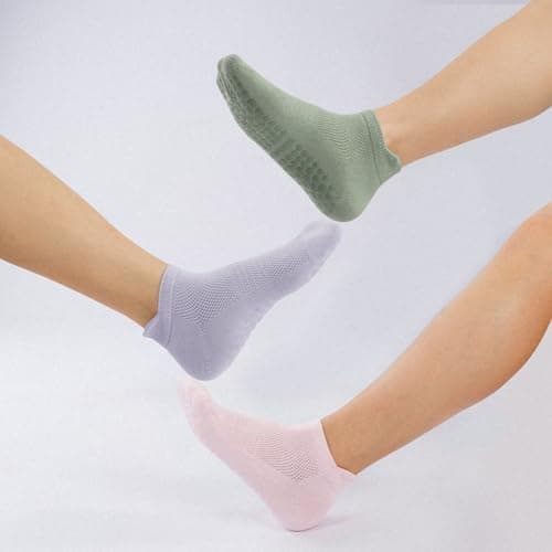 BUDERMMY Pilates Socks for Women - Non Slip Grip Socks for Yoga 4 Pairs for Ballet,Plasticity,Dance,Home,Training (US, Numeric, 6, 9, Regular, Regular, Mixed 4 Pairs) - Thumbnail 2