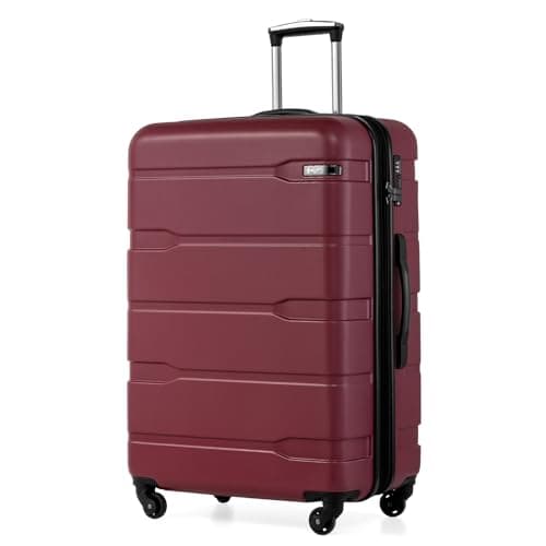 Coolife Expandable Large Checked Luggage Hardside PC+ABS Suitcase with TSA Lock, Lightweight Rolling Carry On with Spinner Wheels(Radiant Pink, 28in) - Image 1