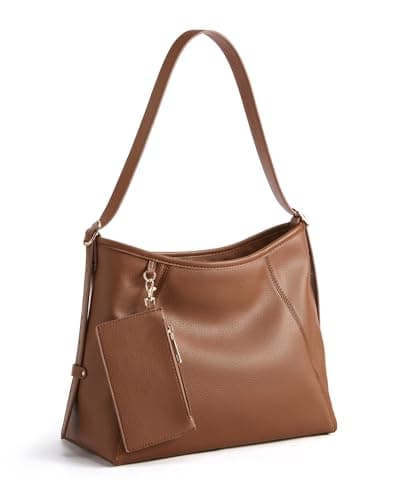 Missnine Hobo Bag for Women PU Leather Purses with Small Pouch, Multi-pocket Crossbody Handbags with Zipper, Ladies Chic Shoulder Bags Comfortable Adjustable Strap Tote Purse,Dark Brown - Image 1