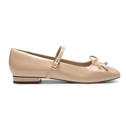 Athlefit Women's Mary Jane Flats Dressy Comfortable Square Toe Slip On Nude Ballet Flats Shoes for Office Work Size 11 - Thumbnail 5