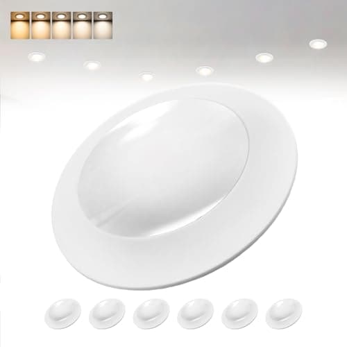AHIMORI 6 Inch Ultrathin Led Recessed Lighting Dimmable Wafer Lights 15w 1200lm 5cct Selectable Retrofit Flush Mount Ceiling Light Fit 5"/6" Recessed Can and Junction for Box Bedroom Bathroom 6 Pack - Image 1